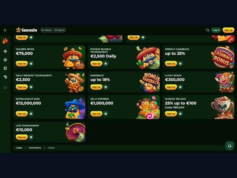 Step-by-step registration at Casinacho Casino Nacho Casino for Canada
